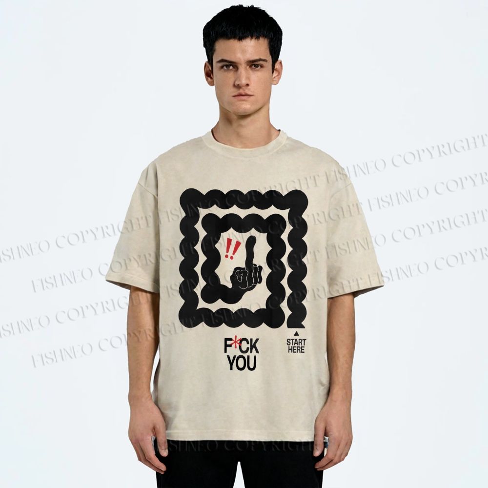 Unisex Fuck You Printed Washed Tee