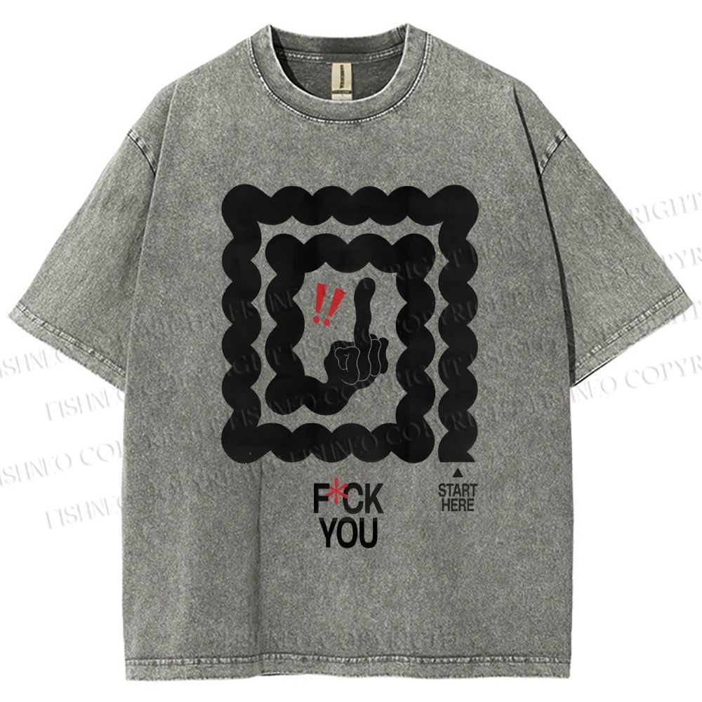 Unisex Fuck You Printed Washed Tee