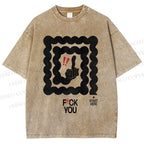 Unisex Fuck You Printed Washed Tee