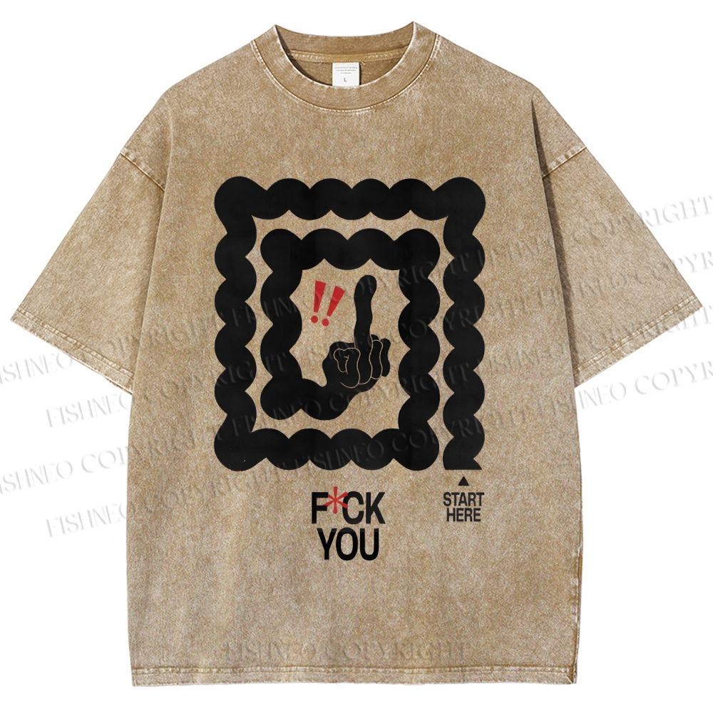 Unisex Fuck You Printed Washed Tee