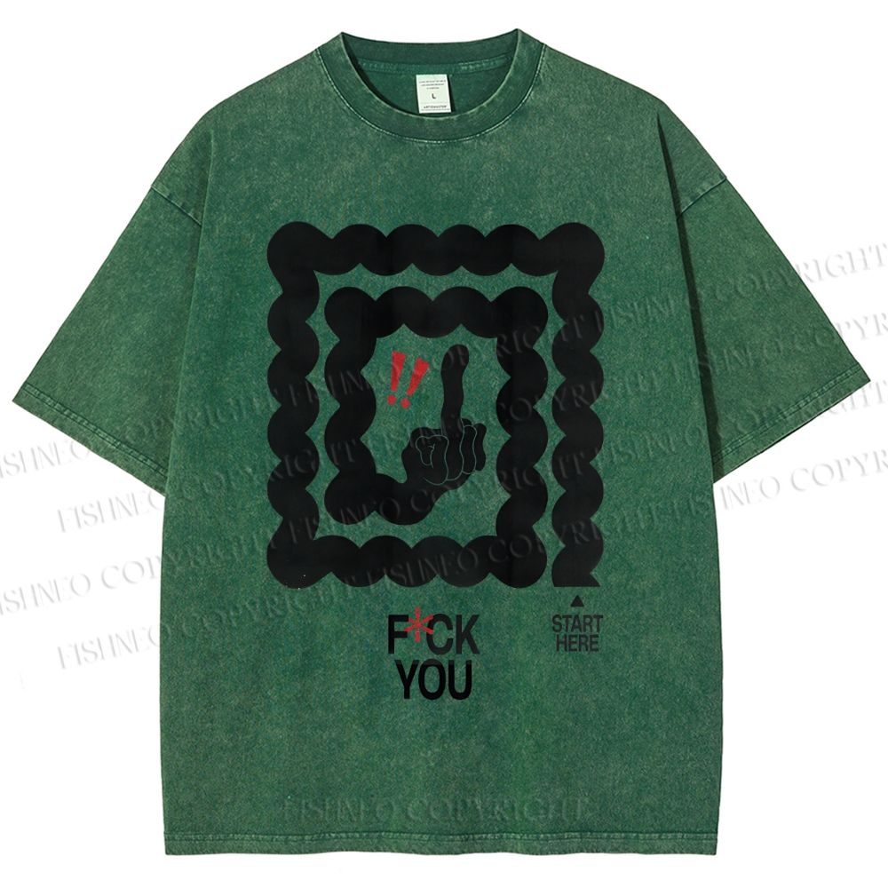 Unisex Fuck You Printed Washed Tee