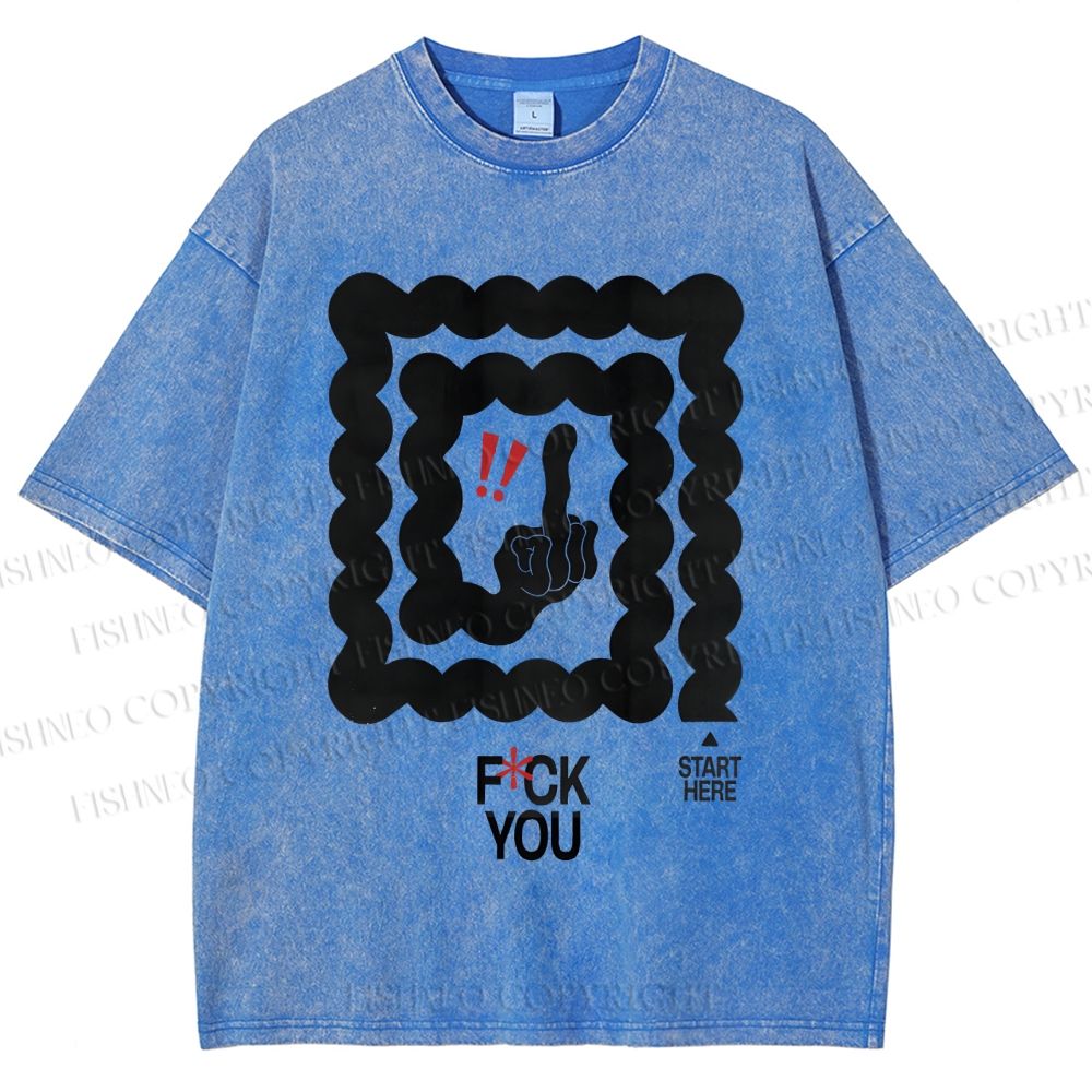 Unisex Fuck You Printed Washed Tee