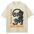 Unisex Risk Reward Black Leopard Printed Washed Tee