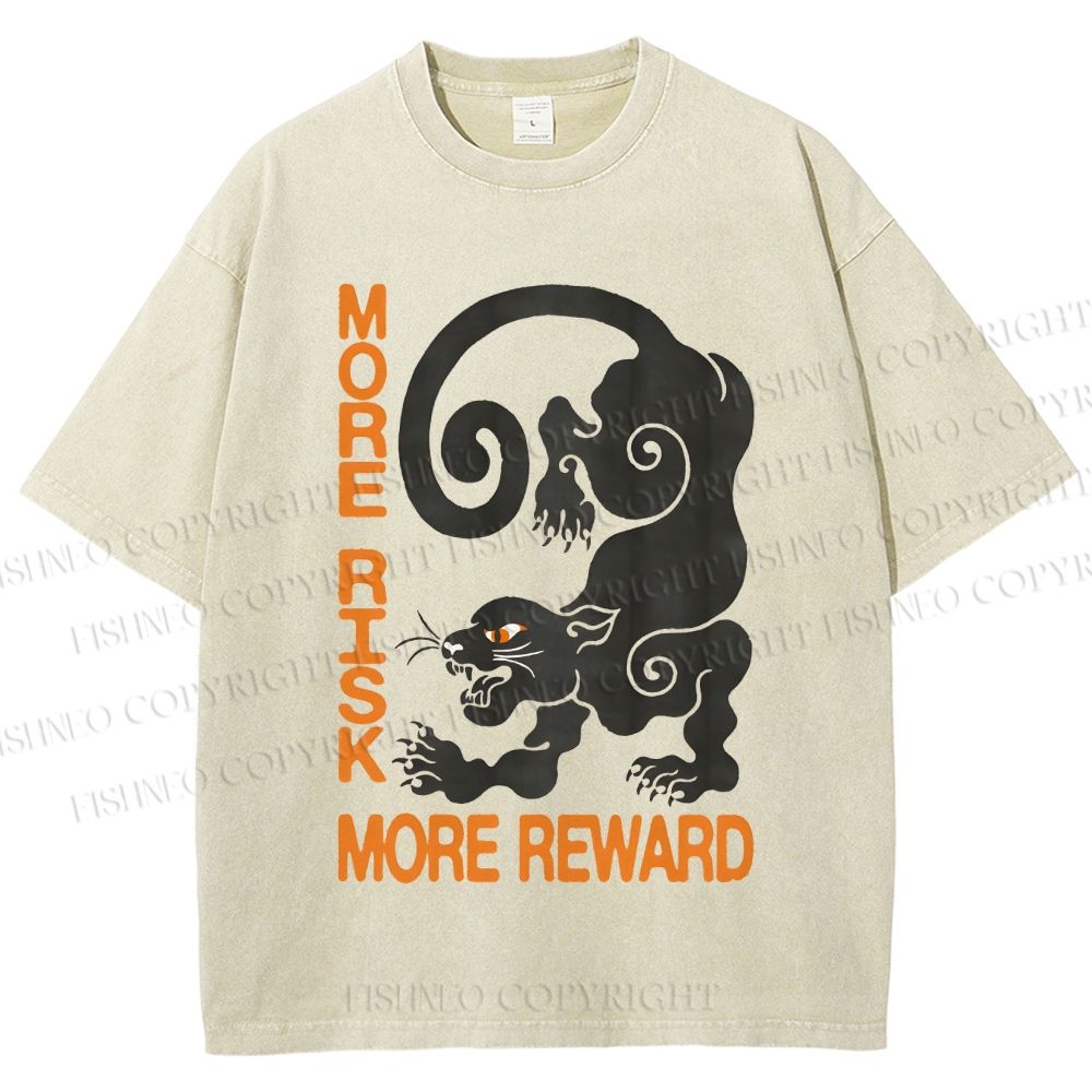 Unisex Risk Reward Black Leopard Printed Washed Tee