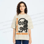 Unisex Risk Reward Black Leopard Printed Washed Tee