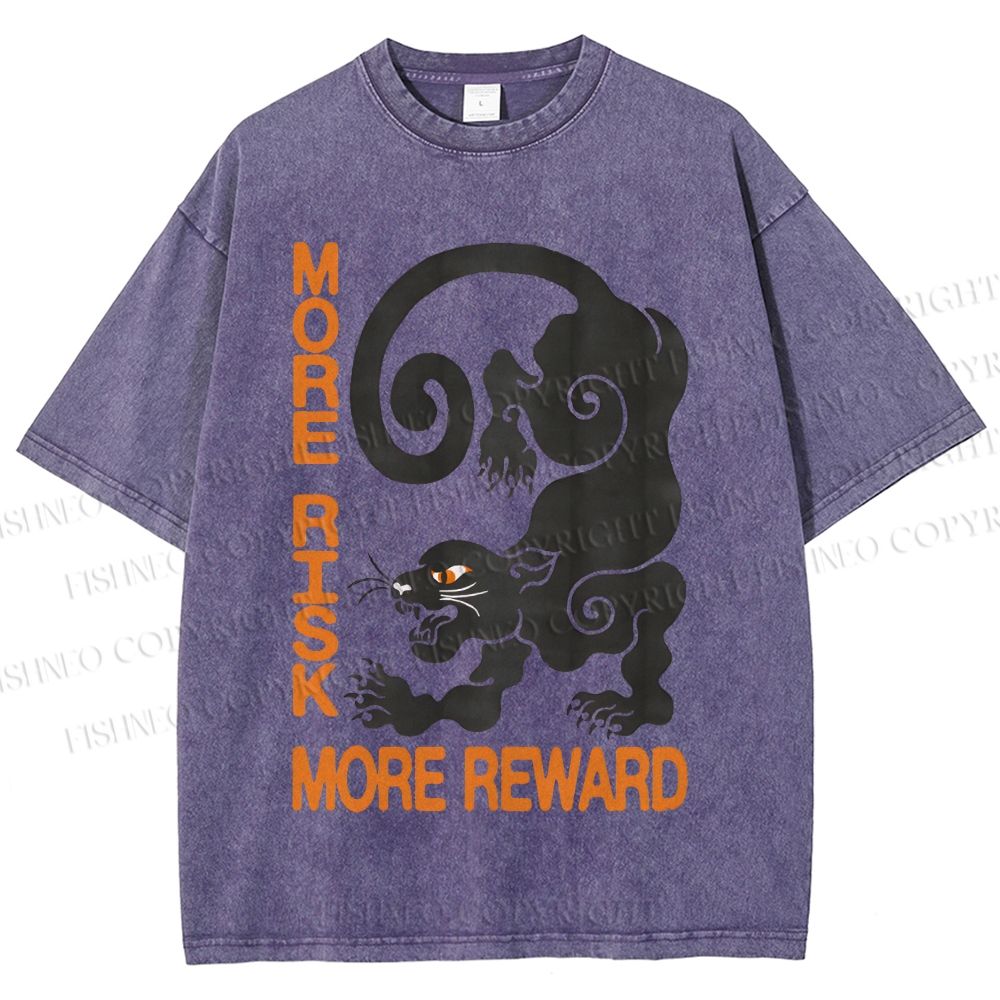 Unisex Risk Reward Black Leopard Printed Washed Tee