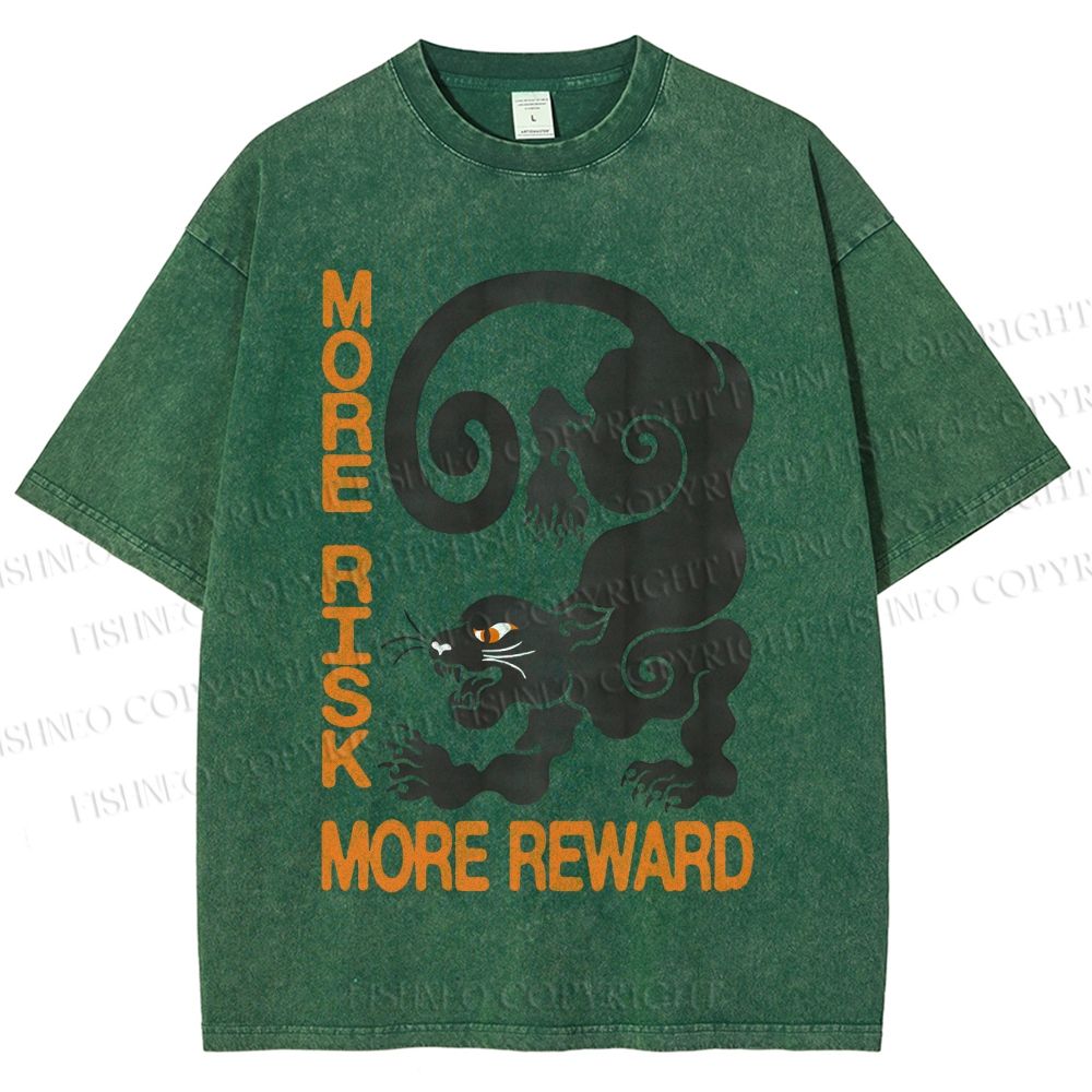 Unisex Risk Reward Black Leopard Printed Washed Tee
