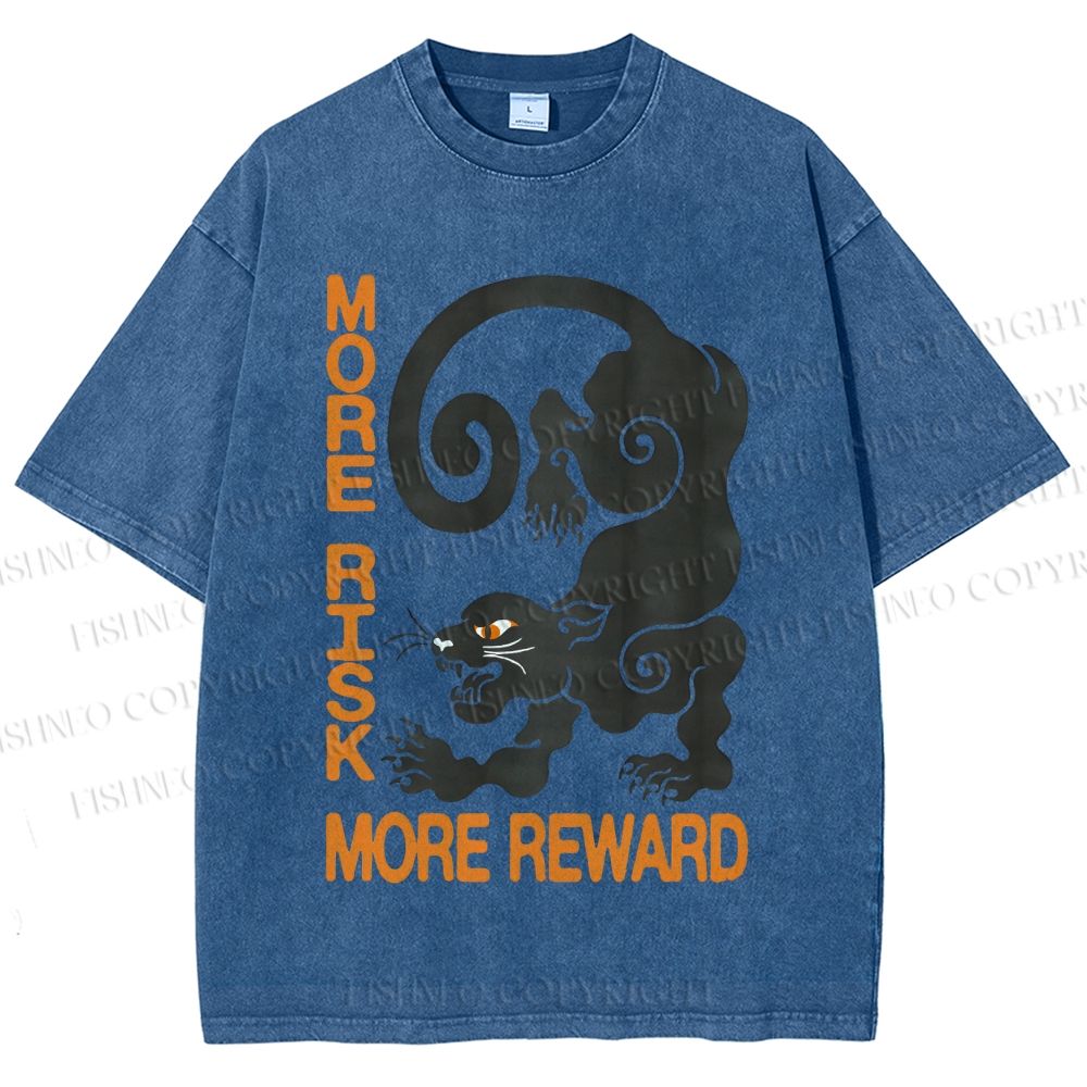 Unisex Risk Reward Black Leopard Printed Washed Tee