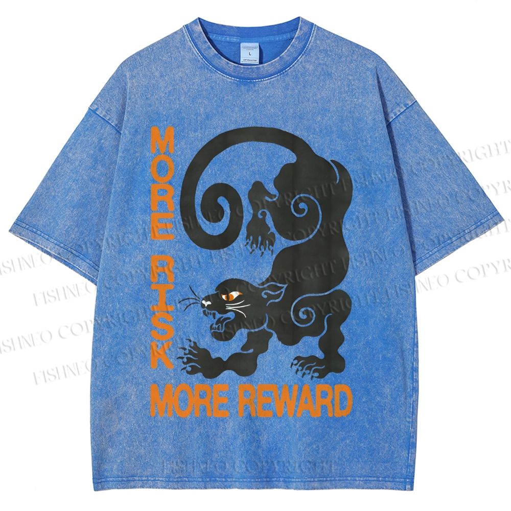 Unisex Risk Reward Black Leopard Printed Washed Tee
