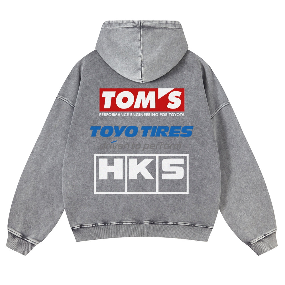 Tom's, Toyo Tires, HKS Vintage Washed Cotton Back Art Hoodie