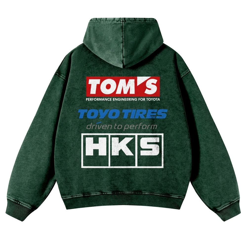 Tom's, Toyo Tires, HKS Vintage Washed Cotton Back Art Hoodie