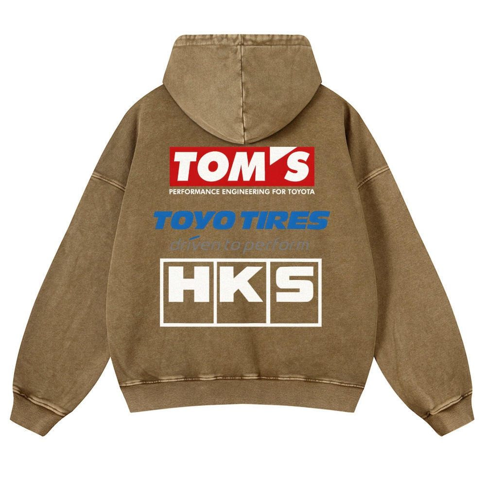Tom's, Toyo Tires, HKS Vintage Washed Cotton Back Art Hoodie