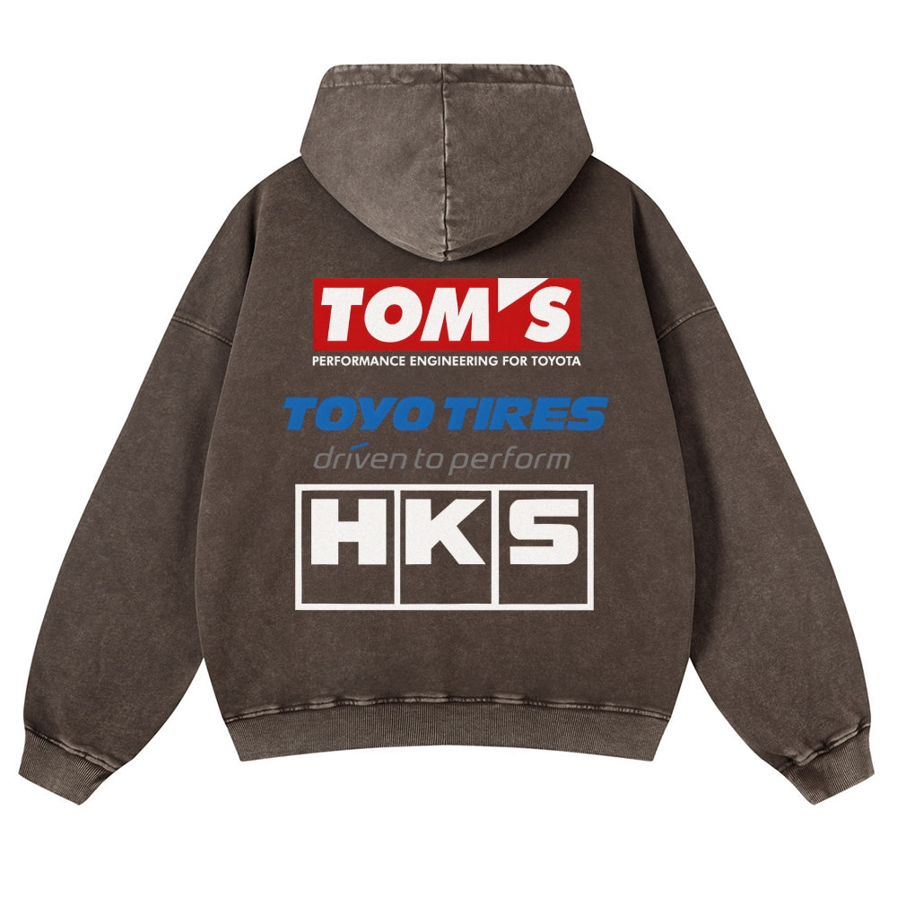 Tom's, Toyo Tires, HKS Vintage Washed Cotton Back Art Hoodie