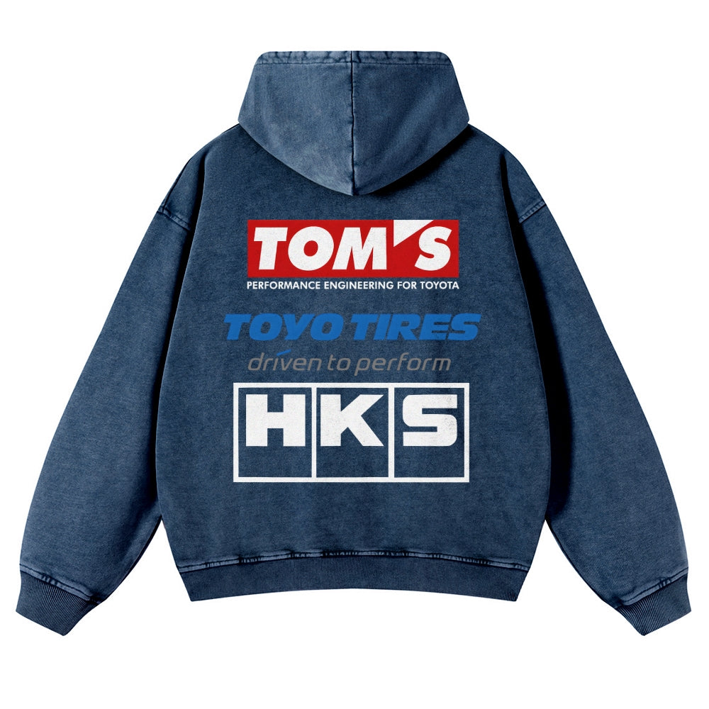 Tom's, Toyo Tires, HKS Vintage Washed Cotton Back Art Hoodie