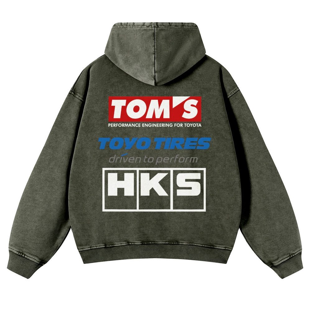 Tom's, Toyo Tires, HKS Vintage Washed Cotton Back Art Hoodie