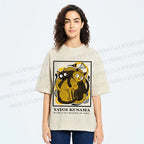 Unisex Yayoi Kusama Cats with Dots Printed Washed Tee