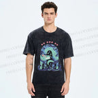 Unisex Wolf in Wave Printed Washed Tee
