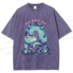 Unisex Wolf in Wave Printed Washed Tee