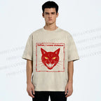 Unisex Father I Crave Violence Cat Printed Washed Tee