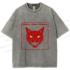 Unisex Father I Crave Violence Cat Printed Washed Tee