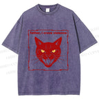Unisex Father I Crave Violence Cat Printed Washed Tee