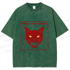 Unisex Father I Crave Violence Cat Printed Washed Tee