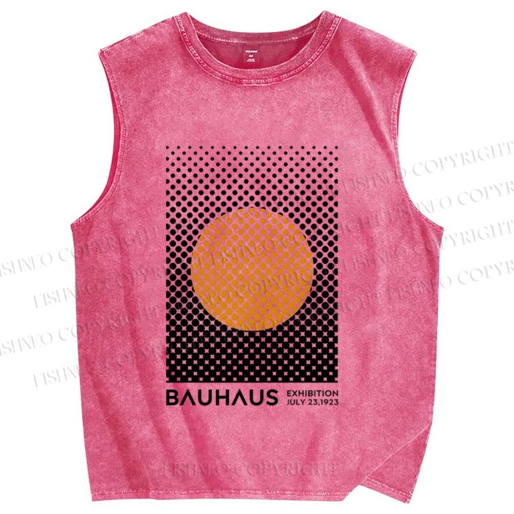 Unisex Bauhaus Geometry Circle Printed Washed Tank Top