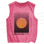 Unisex Bauhaus Geometry Circle Printed Washed Tank Top