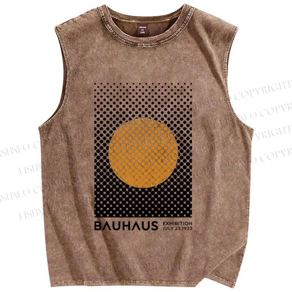 Unisex Bauhaus Geometry Circle Printed Washed Tank Top