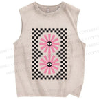 Unisex Art Geometric Eyes Printed Washed Tank Top