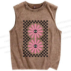 Unisex Art Geometric Eyes Printed Washed Tank Top