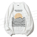 Unisex Bauhaus Geometric Waves Printed Sweatshirt