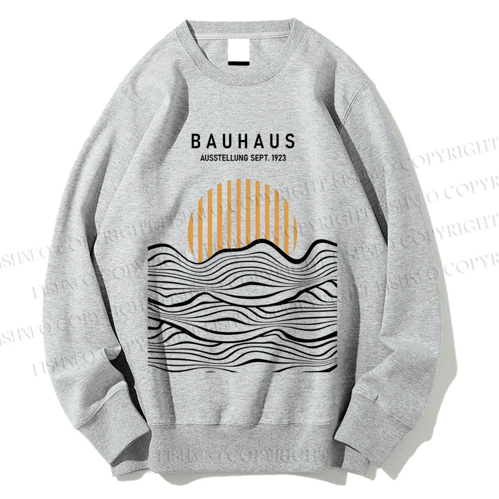 Unisex Bauhaus Geometric Waves Printed Sweatshirt