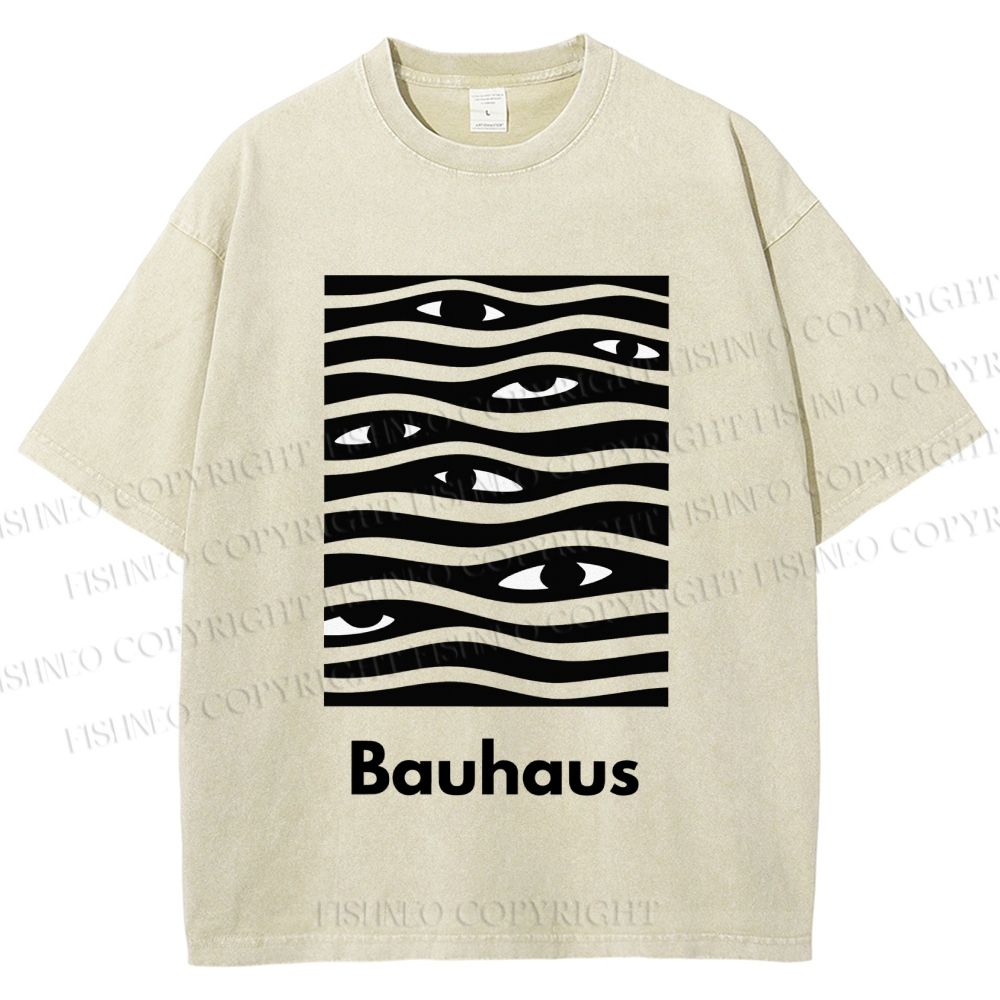 Unisex Bauhaus Wave Eyes Printed Washed Tee