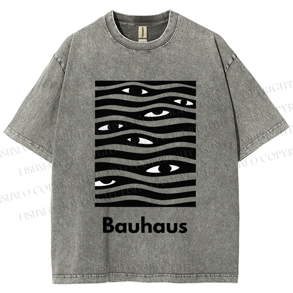 Unisex Bauhaus Wave Eyes Printed Washed Tee