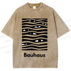 Unisex Bauhaus Wave Eyes Printed Washed Tee