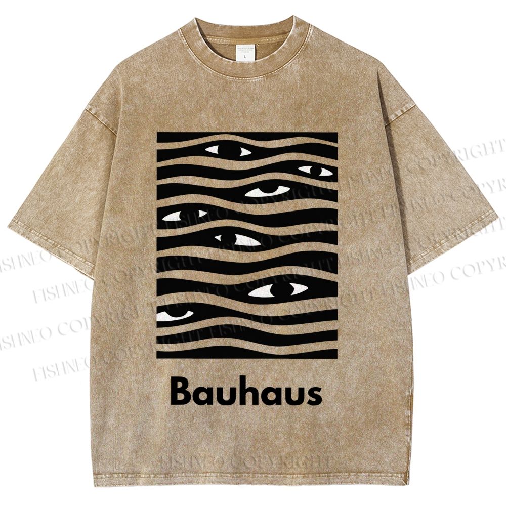 Unisex Bauhaus Wave Eyes Printed Washed Tee