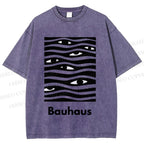 Unisex Bauhaus Wave Eyes Printed Washed Tee