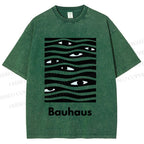 Unisex Bauhaus Wave Eyes Printed Washed Tee