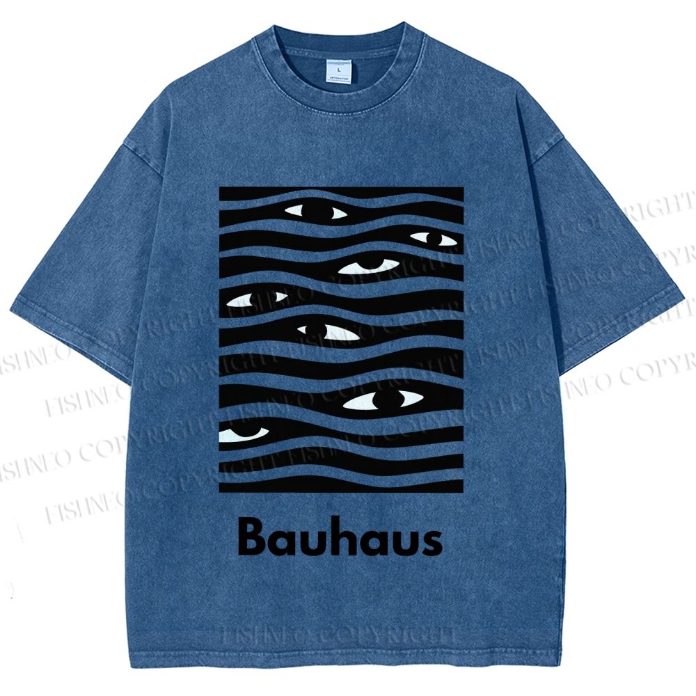 Unisex Bauhaus Wave Eyes Printed Washed Tee