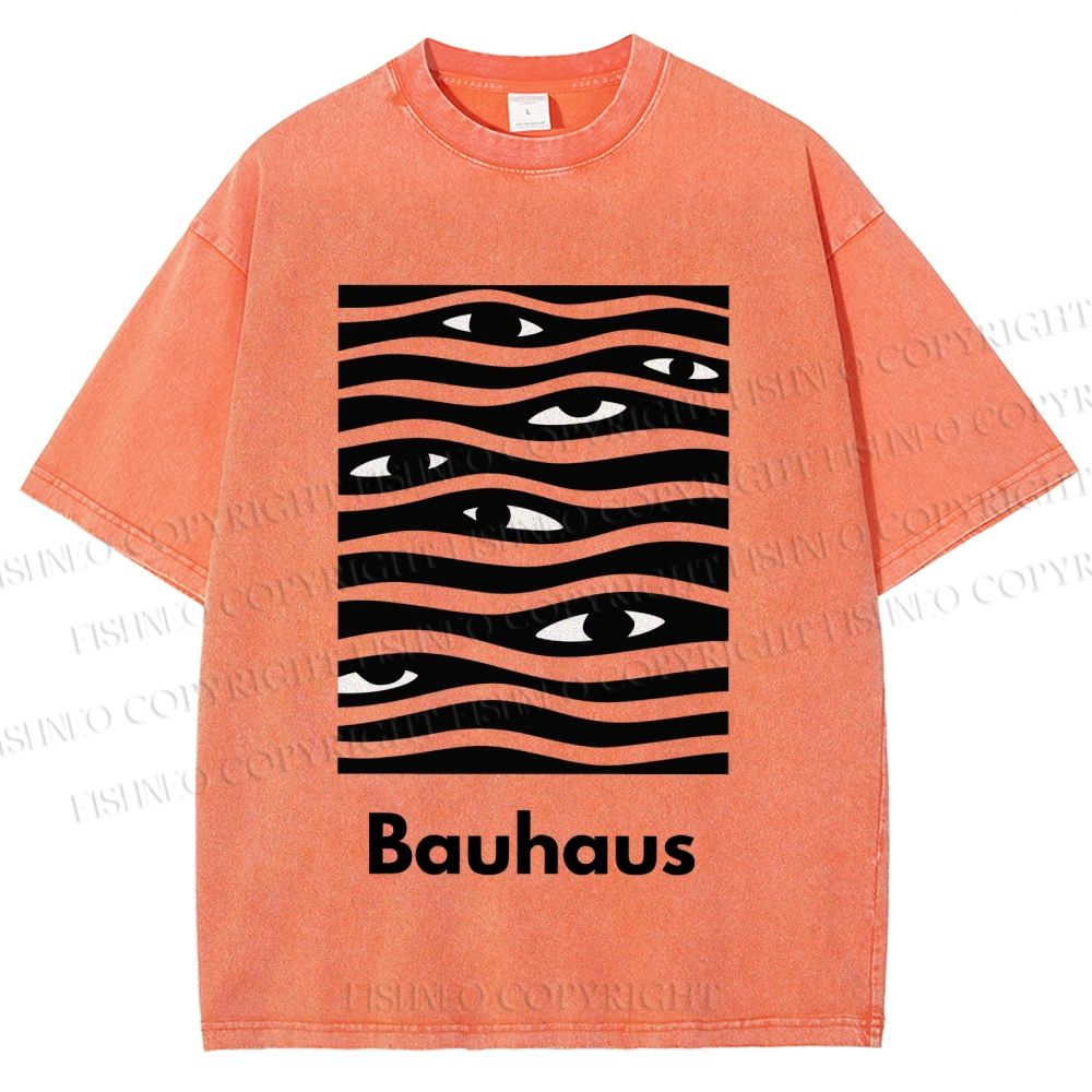 Unisex Bauhaus Wave Eyes Printed Washed Tee