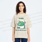 Unisex Awake But At What Cost Frog Printed Washed Tee