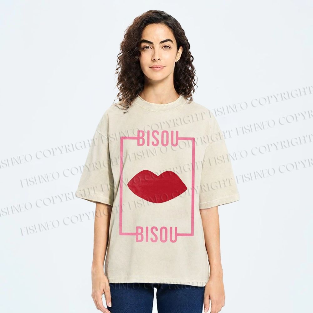 Unisex Bisou Printed Washed Tee