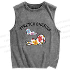 Unisex Stretch Oneself Flower Cat Printed Washed Tank Top