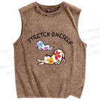 Unisex Stretch Oneself Flower Cat Printed Washed Tank Top