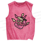 Unisex Dinosaur in Jar Printed Washed Tank Top