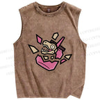 Unisex Dinosaur in Jar Printed Washed Tank Top