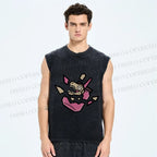 Unisex Dinosaur in Jar Printed Washed Tank Top