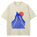 Unisex Bird Wave Printed Washed Tee