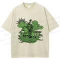 Unisex Japanese Ukiyo-e Frog Printed Washed Tee